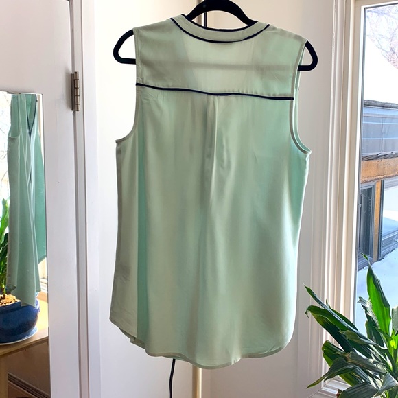 ModCloth mint and navy sleeveless vintage - look blouse. - Picture 4 of 4